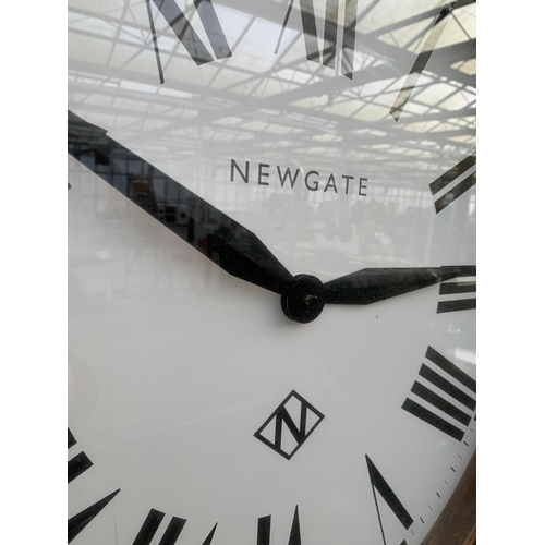 1513 - A RETRO STYLE NEWGATE WOODEN FRAMED WALL CLOCK