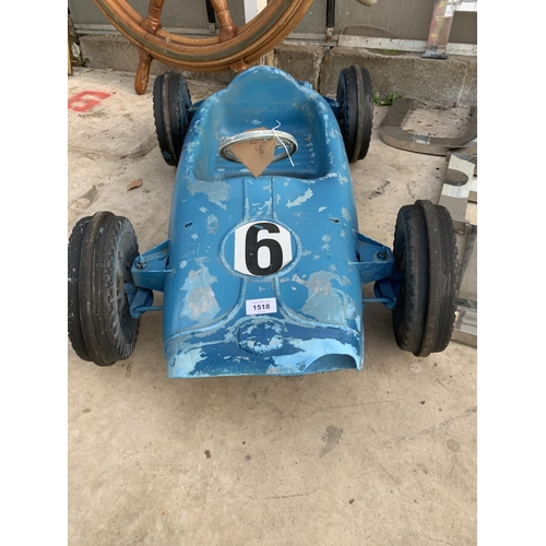 1518 - A VINTAGE TRIANG PLASTIC RACING PEDAL CAR