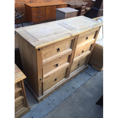 2608 - A MEXICAN PINE CHEST OF SIX DRAWERS, 52.5