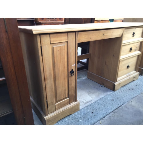 2609 - A MEXICAN PINE KNEE HOLE DESK, 57