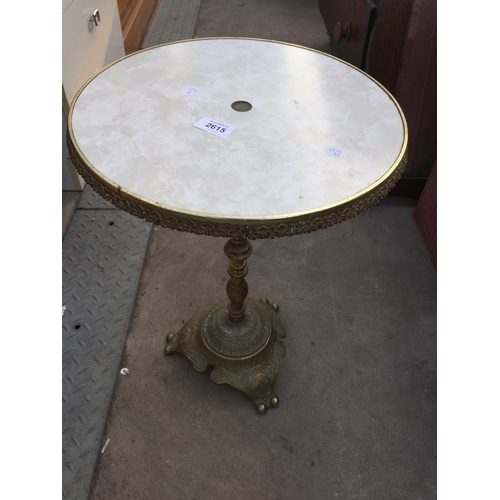 2615 - A BRASS WINE TABLE, 14