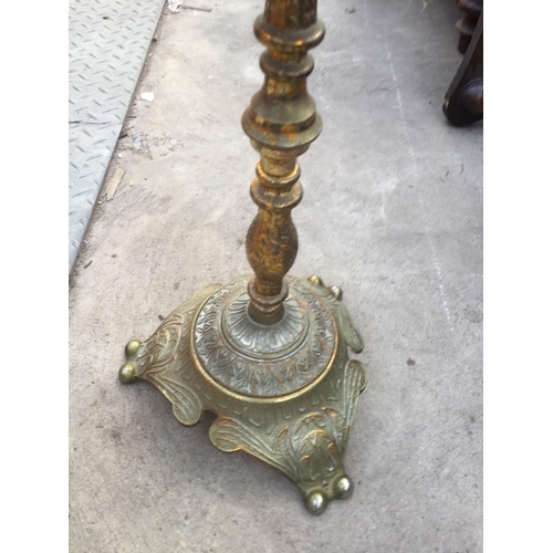 2615 - A BRASS WINE TABLE, 14