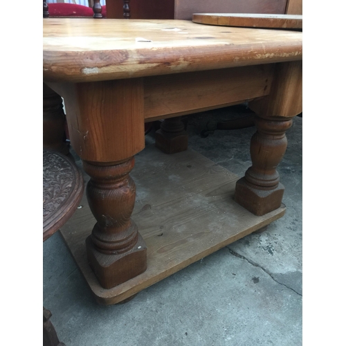 2677 - A PINE LAMP TABLE AND CARVED HARDWOOD INDIAN TABLE 12