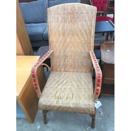 2679 - A RATTAN HIGH BACK ARMCHAIR