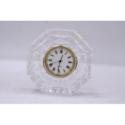 105 - A WATERFORD CRYSTAL OCTAGON CLOCK