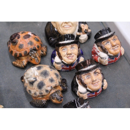 219 - SEVEN KEVIN FRANCIS FACE POTS TO INCLUDE TWO TURTLES