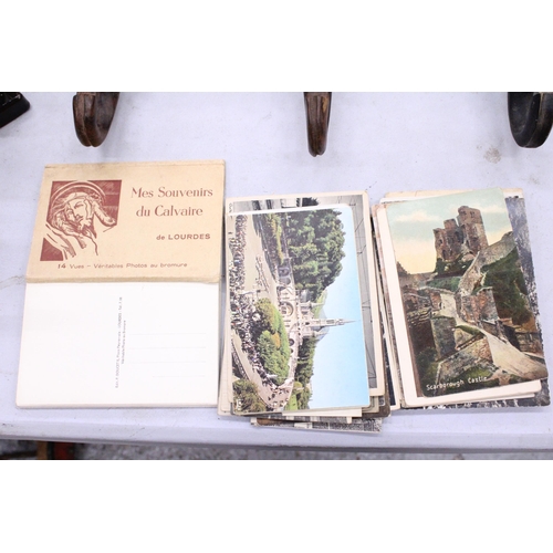 224 - A OLLECTION OF VINTAGE, MAINLY SOUVENIR, POSTCARDS PLUS SOUVENIR POSTCARDS FROM LOURDES