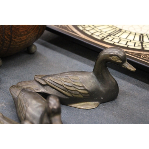 241 - THREE VINTAGE BRASS DUCKS