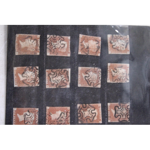 262 - A STOCK CARDS OF EARLY PENNY REDS WITH MALTESE CROSSES ON