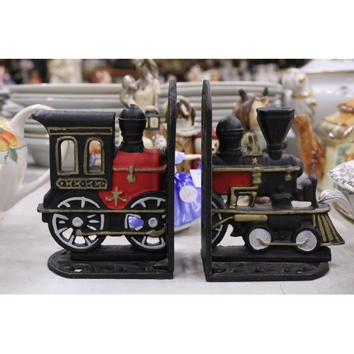 269 - A PAIR OF CAST TRAIN THEMED BOOK-ENDS