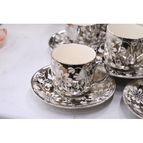 286 - A VINTAGE GRAYS POTTERY COFFEE SET IN A SILVER GILT FLORAL PATTERN TO INCLUDE, A COFFEE POT, A CREAM... 