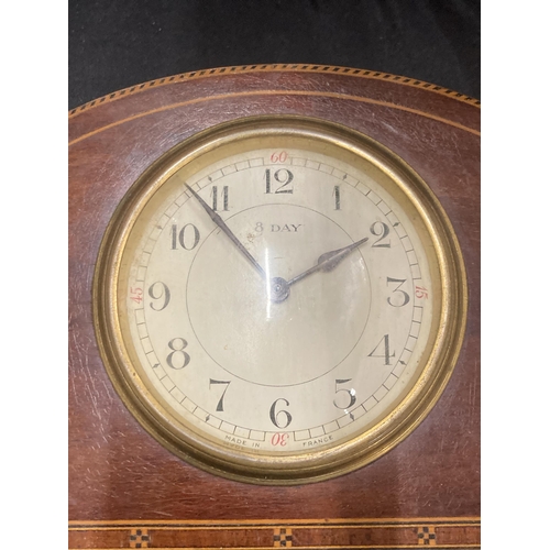 3 - A FRENCH INLAID 8 DAY MANTLE CLOCK