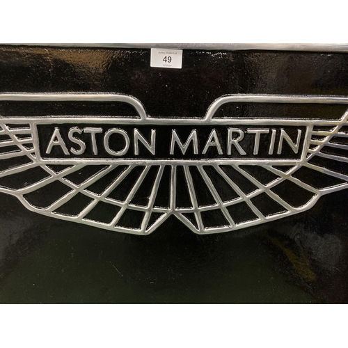 49 - A LARGE METAL ASTON MARTIN SIGN 100CM X 57CM