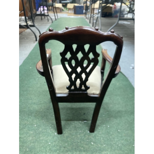 55 - AN APPRENTICE PIECE STYLE CARVER CHAIR HEIGHT 52CM