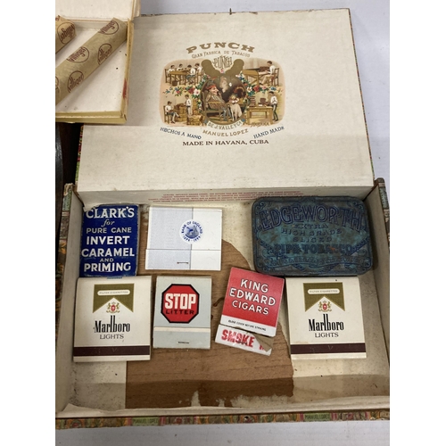 64 - A LARGE ASSORTMANT OF VINTAGE TOBACCO ITEMS TO INCLUDE TWO LEATHER CIGAR CASES, A CIGARETTE CASE, TW... 