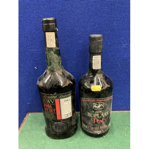 363 - TWO BOTTLES OR VINTAGE PORT TO INCLUDE LIMITED RELEASE KWV 1986 AND 1996 BOPLAAS PORT