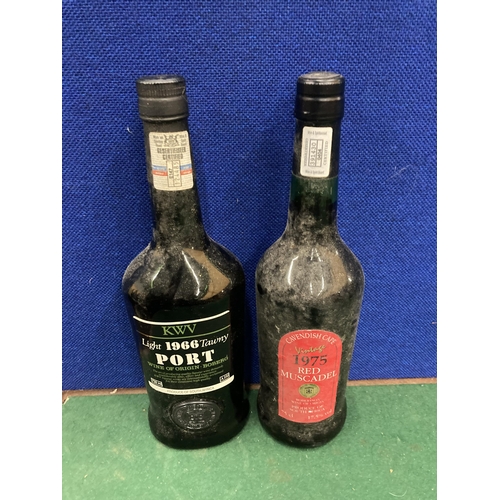 366 - A BOTTLE OF KWV LIGHT 1966 TAWNY PORT AND A BOTTLE OF CAVENDISH CAPE VINTAGE 1975 RED MUSCADEL