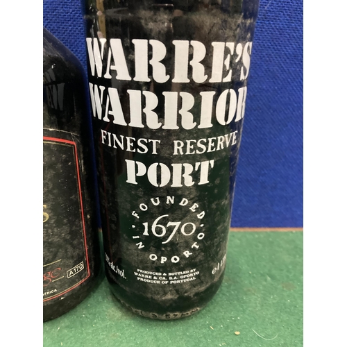 374 - TWO BOTTLES OF PORT TO INCLUDE BOPLAAS 1996 CAPE VINTAGE - 750 ML AND WARRE'S WARRIOR FINEST RESERVE... 