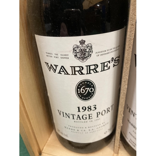 376 - TWO BOTTLES OF WARRE'S 1983 VINTAGE PORT PRODUCE OF PORTUGAL (75CL) IN A PRESENTATION BOX