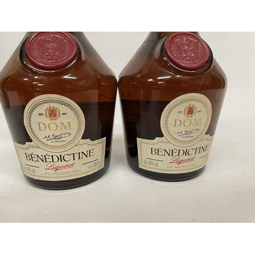 487 - TWO 700 ML BOTTLES OF BENEDICTINE TOGETHER WITH A 500 ML OF GRAND MARNIER