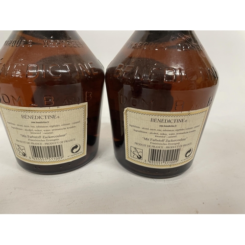 487 - TWO 700 ML BOTTLES OF BENEDICTINE TOGETHER WITH A 500 ML OF GRAND MARNIER