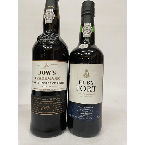 489 - FOUR BOTTLES OF PORT TO INCLUDE DOW'S TRADEMARK FINEST RESERVE - 75CL, GRAHAM'S 2017 LATE BOTTLED VI... 