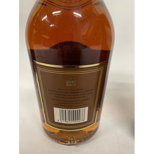 498 - A LITRE BOTTLE OF BALLANTINE'S FINEST SCOTCH WHISKY TOGETHER WITH A 70CL BOTTLE OF MARTELL V S FINE ... 