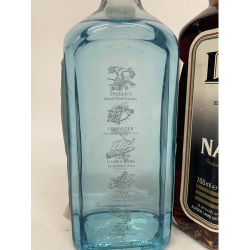 499 - A 70CL BOTTLE OF BOMBAY SAPPHIRE DISTILLED LONDON DRY GIN TOGETHER WITH A 700ML BOTTLE OF LAMB'S NAV... 