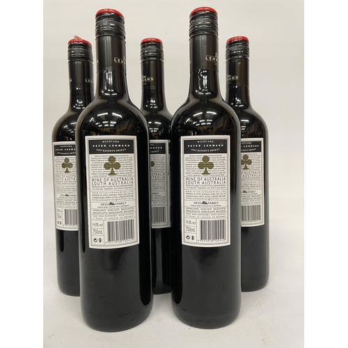 504 - FIVE BOTTLES OF WILDCARD PETER LEHMANN AUSTRALIAN 2007 RESERVE SHIRAZ