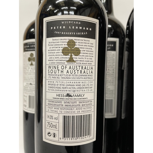 504 - FIVE BOTTLES OF WILDCARD PETER LEHMANN AUSTRALIAN 2007 RESERVE SHIRAZ