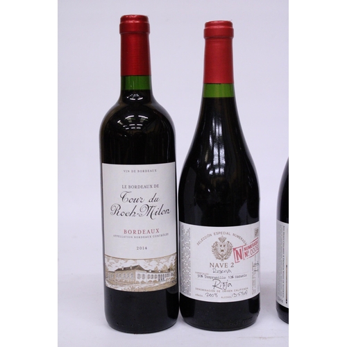 510 - SIX BOTTLES OF RED WINE TO INCLUDE 2005 RIOJA RESERVE, SARTIRANO FIGLI 2013, LE BORDEAUX TOUR DU ROC... 