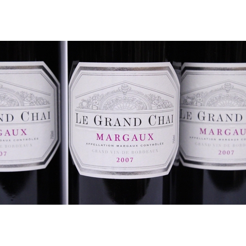 516 - FOUR BOTTLES OF LE GRAND CHAI MARGAUX 2007 GRAND VIN DE BORDEAUX RED WINE