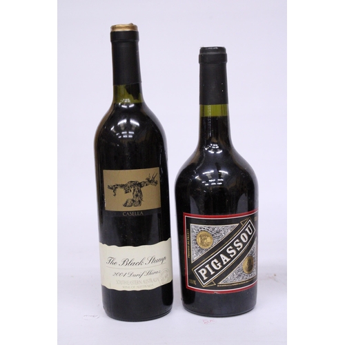 528 - SIX BOTTLES OF RED WINE TO INCLUDE PIGASSOU 2012, JOHNSON FAMILY VINEYARDS 2009, CASELLA THE BLACK S... 