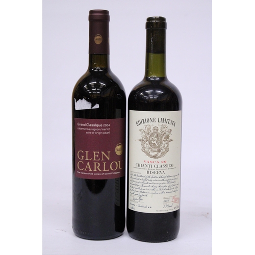 530 - SIX BOTTLES OF RED WINE TO INCLUDE GLEN CARLOU GRAND CLASSIQUE 2004, LE CHAMP DES ETOILES 2010, CASE... 