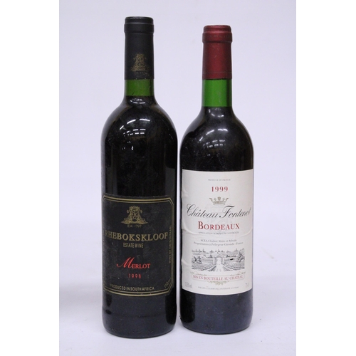 533 - SIX BOTTLES OF RED WINE TO INCLUDE MOUTON CADET 2000, 2001 MILTON GROVE, LEOPARD'S LEAP 2001, NEDERB... 