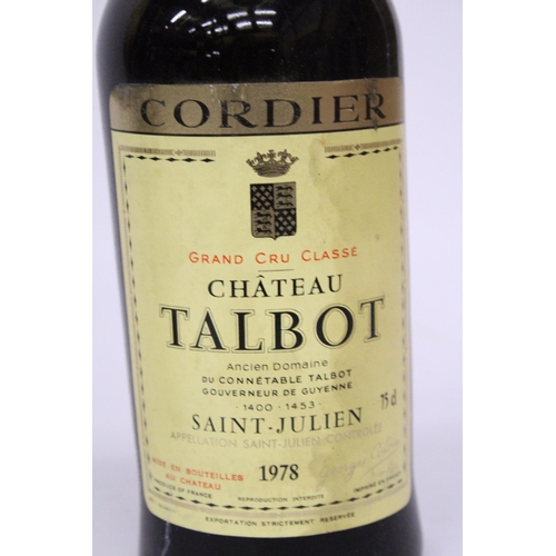 546A - SIX BOTTLES OF CORDIER GRAND CRU CLASSE CHATEAU TALBOT 1978 BORDEAUX RED WINE