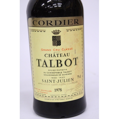 547A - SIX BOTTLES OF CORDIER GRAND CRU CLASSE CHATEAU TALBOT 1978 BORDEAUX RED WINE