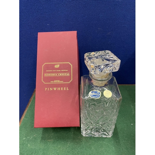 550 - A BOXED BOHEMIA CUT LEAD CRYSTAL PIN WHEEL DECANTER