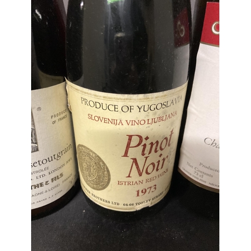 561 - THREE BOTTLES OF RED WINRE TO INCLUDE A BOURGOGNE PASSEETOUTGRAIN, A 1973 YUGOSLAVIAN PINOT NOIR AND... 