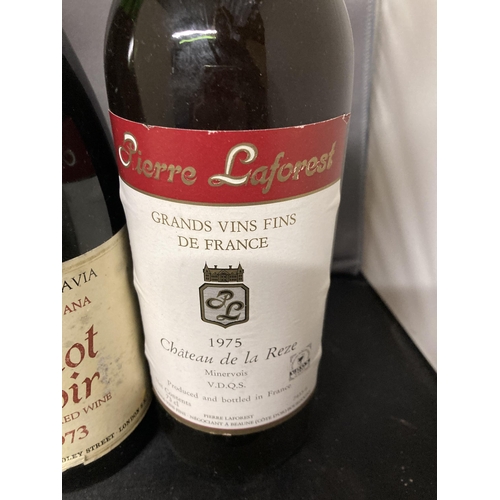 561 - THREE BOTTLES OF RED WINRE TO INCLUDE A BOURGOGNE PASSEETOUTGRAIN, A 1973 YUGOSLAVIAN PINOT NOIR AND... 