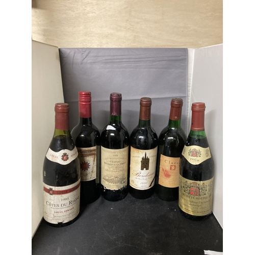 566 - SIX BOTTLES OF WINE TO INCLUDE A 1994 CHATEAU BELLVUE LA FORET, 1996 BORDEAUX, CLARET, 1193 COTES DU... 