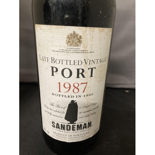 573 - A BOTTLE OF SANDEMANS 1987 LATE BOTTLED VINTAGE PORT