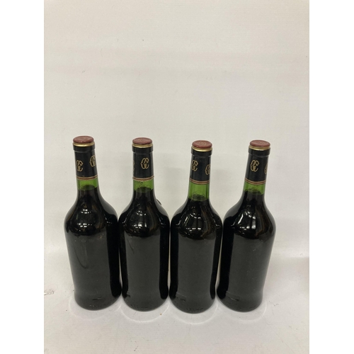 589 - FOUR BOTTLES OF CORDIER GRAND CRU CLASSE CHATEAU TALBOT 1978 BORDEAUX RED WINE