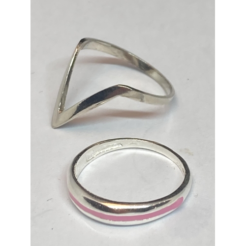 694 - FOUR MARKED SILVER RINGS TO INCLUDE AN H INITIAL