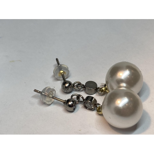 695 - THREE PAIRS OF PEARL STYLE DROP EARRINGS