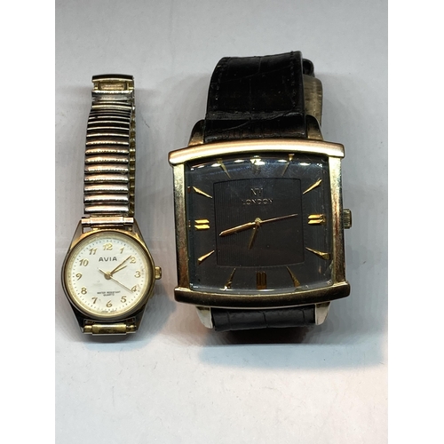 696 - TWO WRIST WATCHES TO INCLUDE AN NY LONDON AND AN AVIA