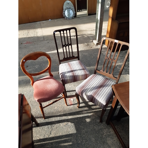 2880 - A PAIR OF EDWARDIAN BEDROOM CHAIRS AND VICTORIAN BEDROOM CHAIR