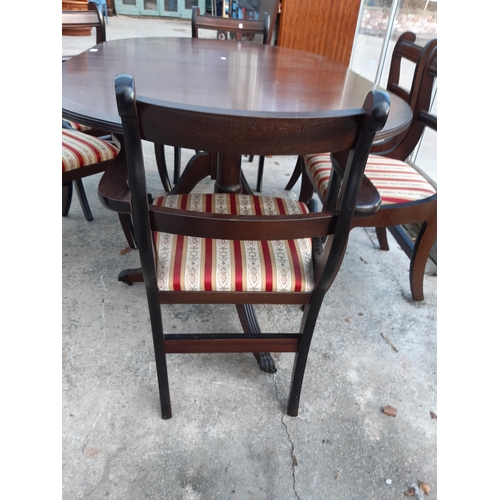 2893 - A REGENCY STYLE MAHOGANY TWIN PEDESTAL DINING TABLE, 64