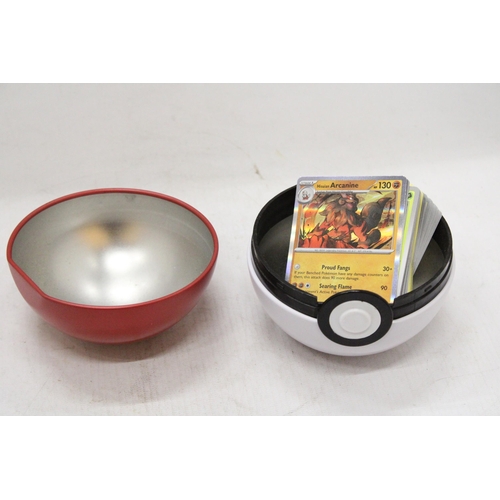 1100 - A POKEBALL CONTAINING A QUANTITY OF POKEMON CARDS