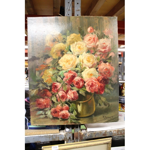 1166 - A STILL LIFE FLORAL OIL ON CANVAS SIGNED M PROUST, 54CM X 65CM